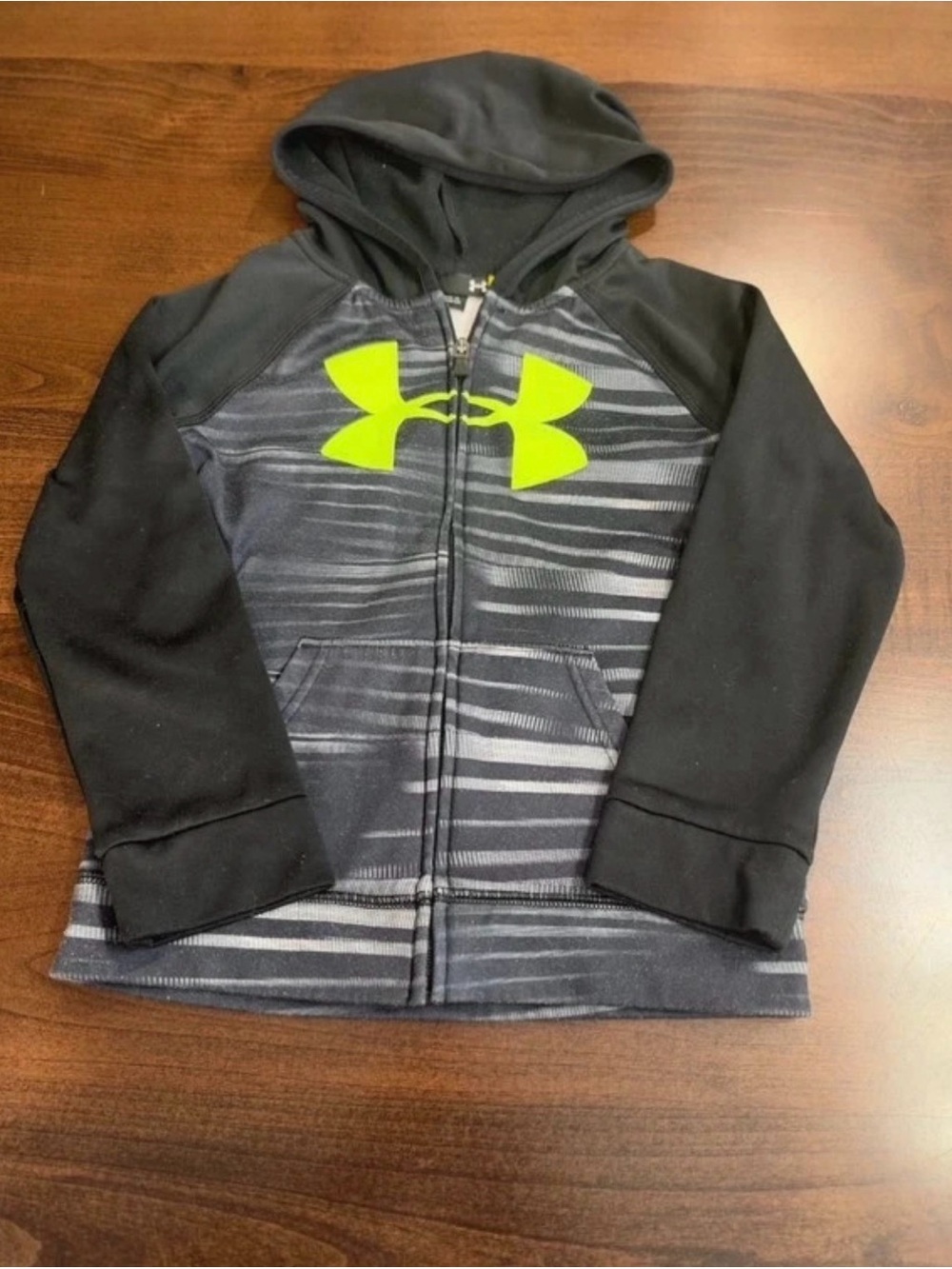 Under Armour Black & Neon Green Kids' Full-Zip Hoodie